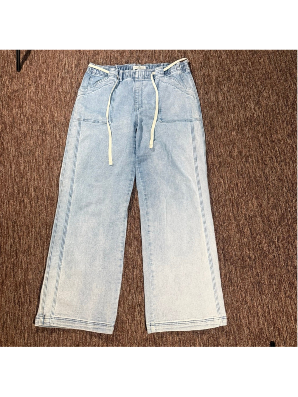 Risen High Rise Straight Leg Pull On Drawstring Jeans 1X NWOT